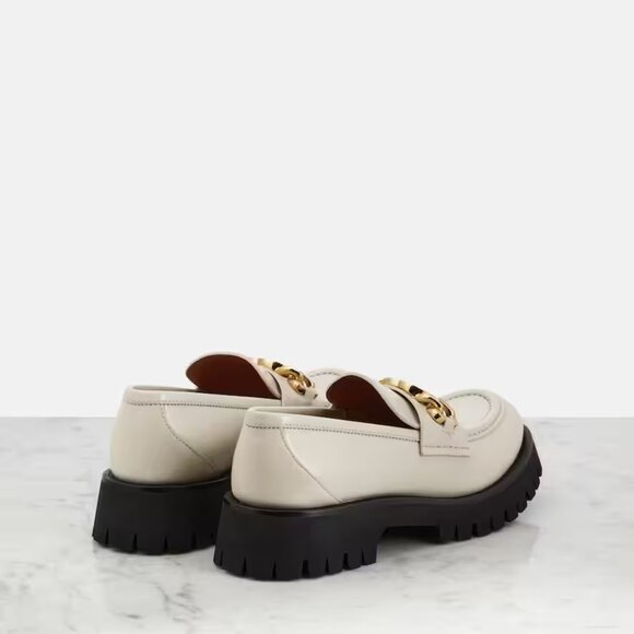 Gucci Women Jeanne Double GG Logo White Leather platform loafers - Picture 5 of 16